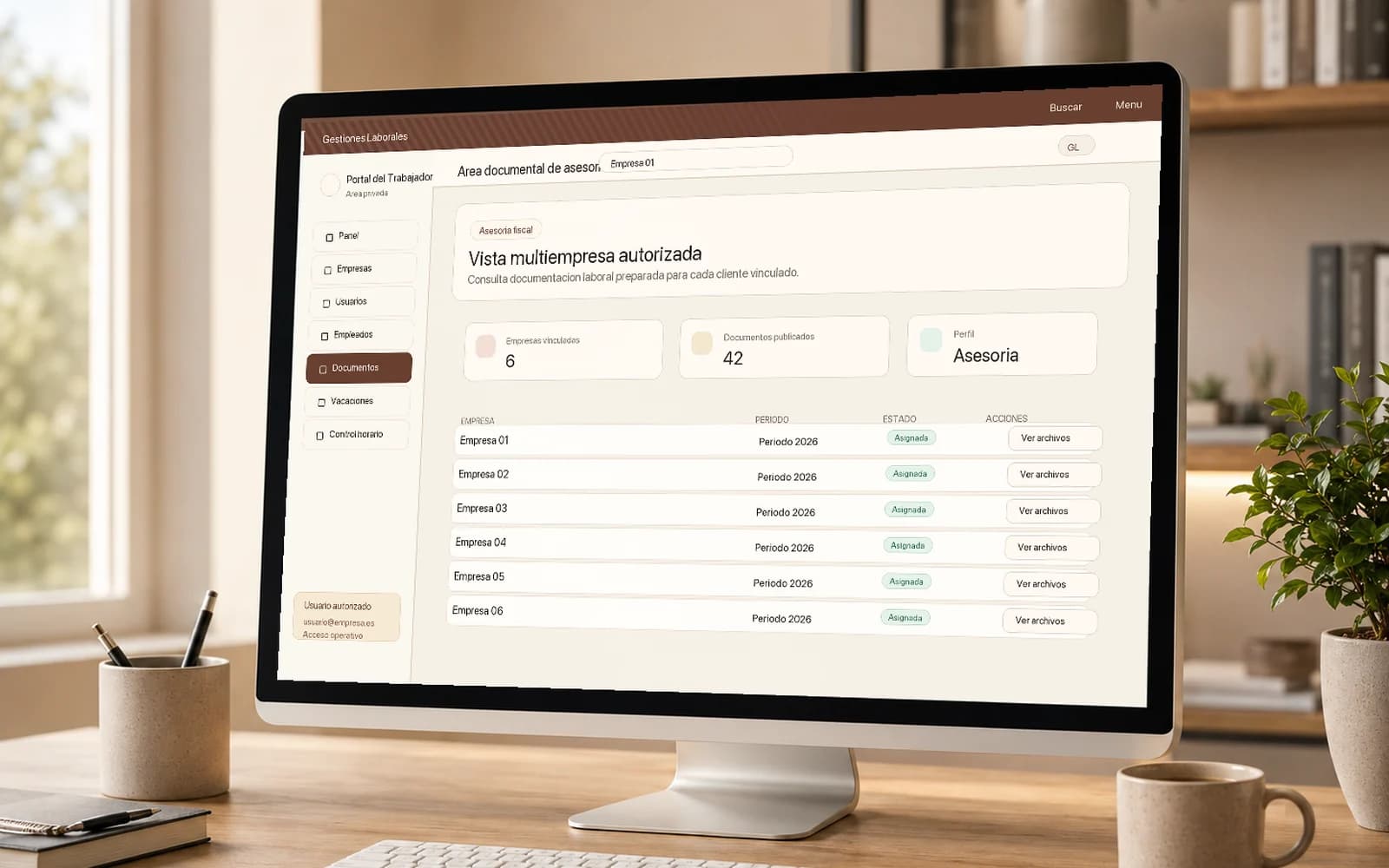 Vista per a assessories fiscals i comptables en el Portal Documental amb accés multiempresa