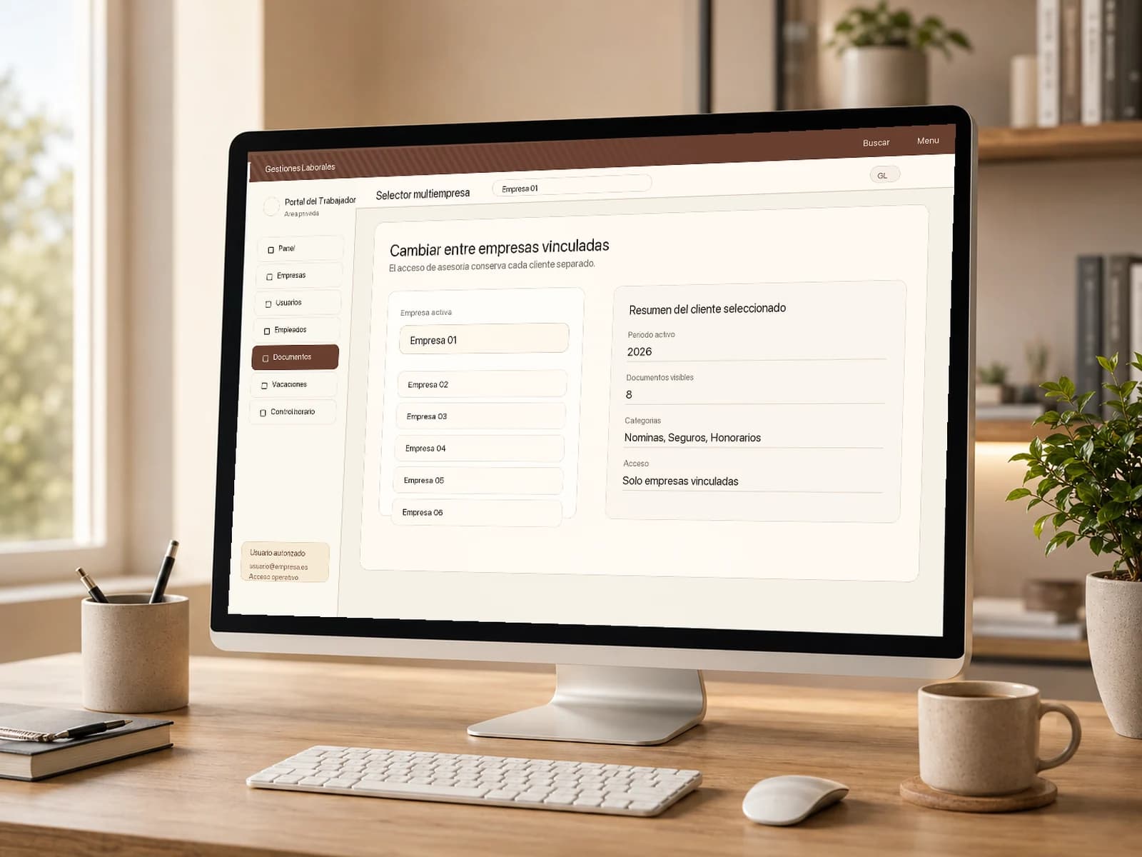 Selector multiempresa del Portal Documental per a canviar entre empreses vinculades